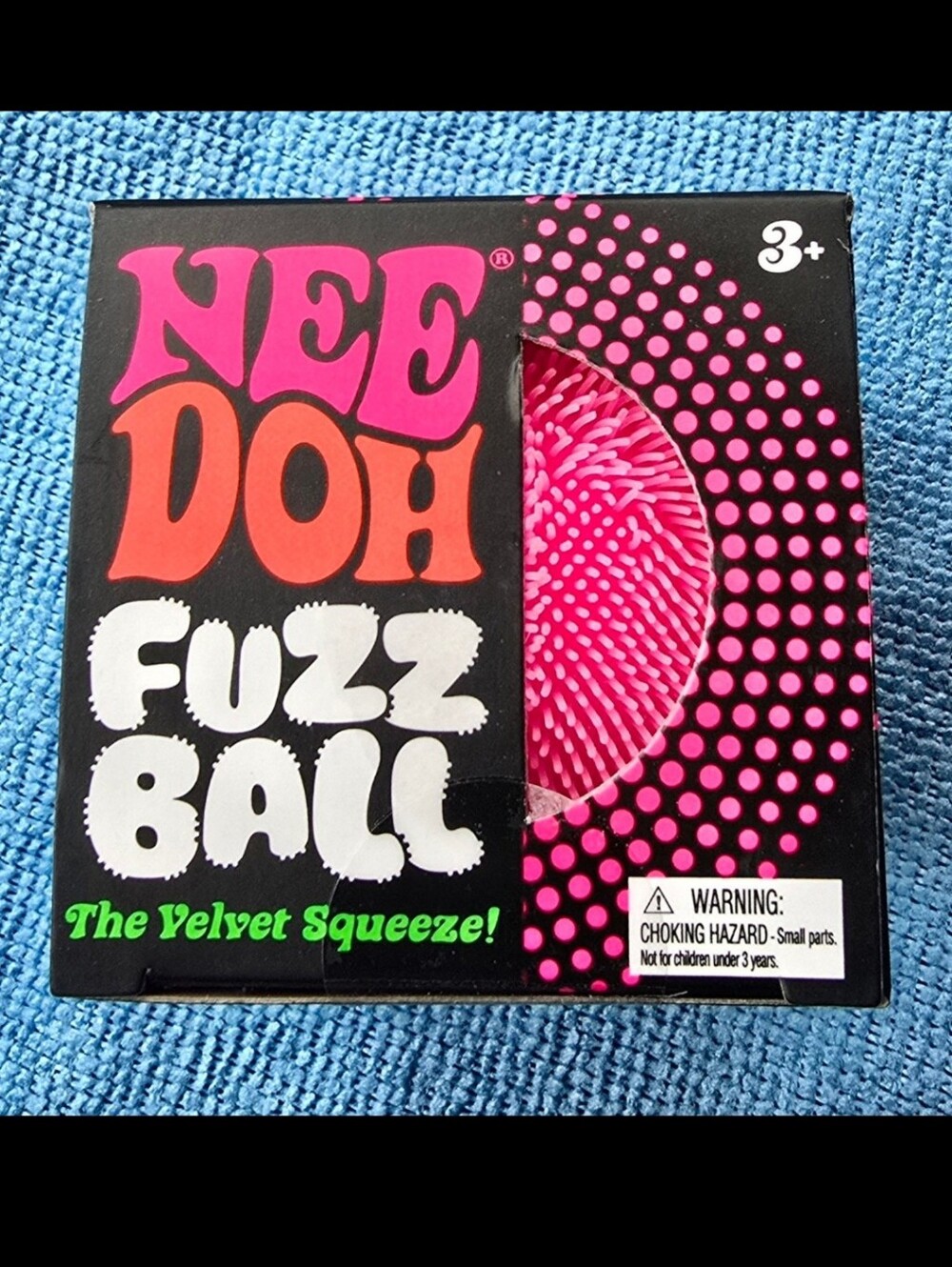 NEE DOH Fuzz Ball Pink Velvet Squeeze Toy